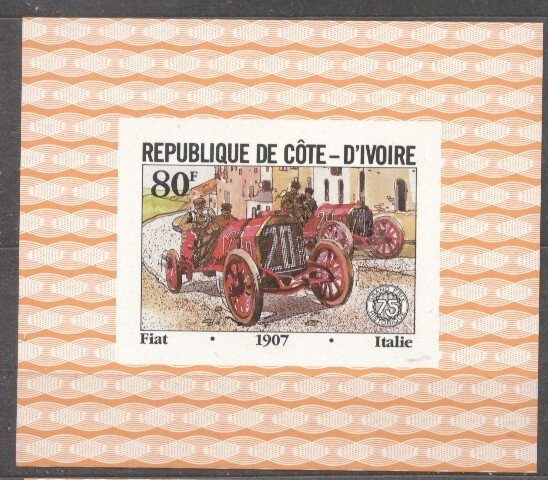 Ivory Coast 1981 Cars, Grand Prix de France, 80F, imperf. sheet, MNH S.075