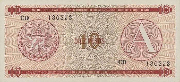 CUBA █ bancnota █ 10 Pesos █ 1985 █ P-FX4 █ Serie A █ UNC █ necirculata