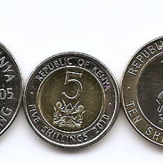 Kenya Set 5 - 50 Cents, 1, 5, 10, 20 Shillings 2005/10 - UNC !!!