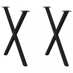 vidaXL Picioare de masă &icirc;n formă de X, 2 buc., negru, 70x(72-73) cm, oțel
