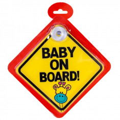 Plăcuță Cu Ventuza Auto „Baby on Board” 22x22cm 1038353