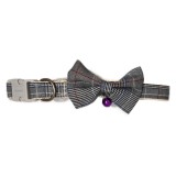 Zgarda cu Papion pentru caini, cu clopotel, 27-37cm/15mm, Gri, Ropet