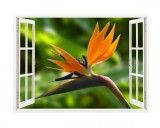 Sticker decorativ, Fereastra 3D, Flori, 85 cm, 291STK, natura si peisaje