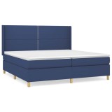 Cumpara ieftin Pat box spring cu saltea, albastru, 200x200 cm, textil