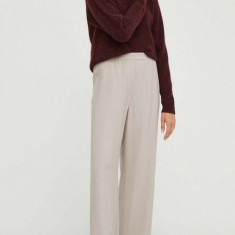 Marc O'Polo pantaloni femei, culoarea bej, lat, high waist