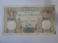 Franta 1000 Francs/Franci 1938 bancnota mare,dimensiuni=232 x 130 mm foto