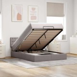 vidaXL Pat otoman cu saltea și LED-uri Taupe 140x190 cm țesătură 3312475