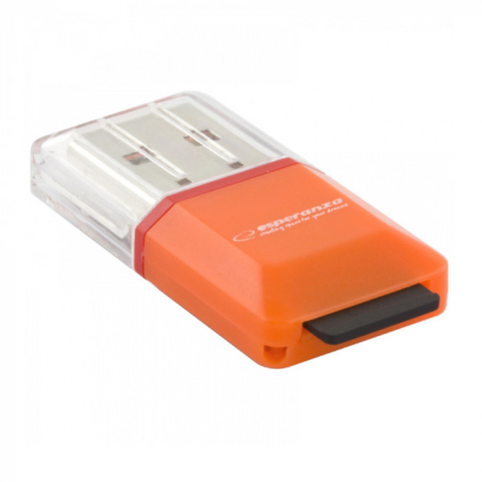 Card Reader Esperanza EA134O, USB 2.0, cititor extern carduri microSD, 480 Mb s