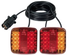 Set 2 lampi spate LED magnetice pentru remorca, platforma, 12-24V, cu cablu 7 metri, 4 functii