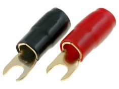 Terminal Furcă Izolat M8 35mm2 Aurit Negru Roșu
