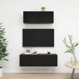 vidaXL Set dulapuri TV, 2 piese, negru, lemn prelucrat