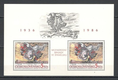 Cehoslovacia.1986 50 ani brigaziile internationale din Spania:Pictura-Bl. XC.577 foto