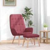 VidaXL Scaun de relaxare cu taburet, roșu vin, textil