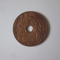 Rară! Indochina Franceză 1 Cent 1937 cu marcaj monetăria Paris,stare foarte bună