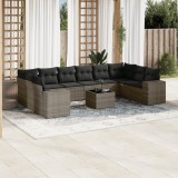 vidaXL Set canapele de grădină cu perne, 11 piese, gri, poliratan
