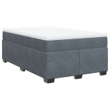 Cumpara ieftin Pat box spring cu saltea, gri inchis, 120x200 cm, catifea
