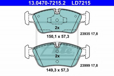 Set placute frana,frana disc BMW Seria 1 (E87) (2003 - 2013) ATE 13.0470-7215.2 foto