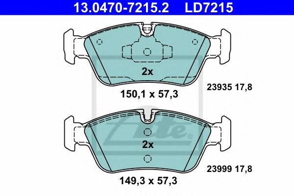 Set placute frana,frana disc BMW Seria 1 (E87) (2003 - 2013) ATE 13.0470-7215.2