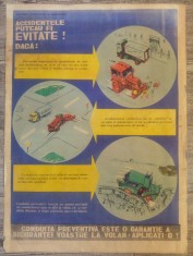 Afis Protectia Muncii din perioada comunista// Evitarea accidentelor auto foto
