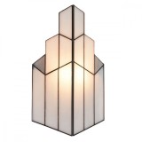 Cumpara ieftin Veioza cu baza din polirasina neagra si abajur din sticla crem Tiffany 36x4x21 cm
