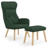 Cumpara ieftin Scaun de relaxare cu taburet, verde inchis, textil
