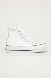 Converse teniși de piele femei, culoarea alb