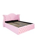 Pat Matrimonial Laura tapitat cu somiera rabatabila diverse dimensiuni, culoare Roz - 180x200