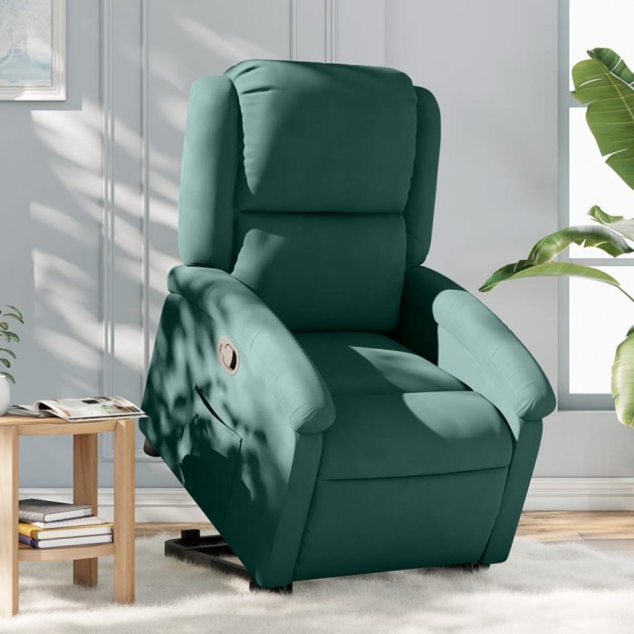 vidaXL Fotoliu rabatabil cu ridicare, verde &icirc;nchis, catifea 3204302