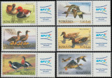 2007 Romania - Rate si gaste salbatice LP 1771 b, serie cu vigneta dreapta MNH, Fauna, Nestampilat