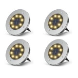Set 4 Lampi Solare Spot 8 LED - Carcasa Metal, IP65, Alb Cald, Gradina Exterior