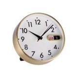 Cumpara ieftin Ceas masa cu calendar aluminiu auriu 17,5 cm