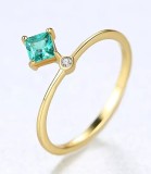 Inel Argint cu Zirconiu Lady Modern Green-Verde placat cu aur - ARG397C, Argintboutique