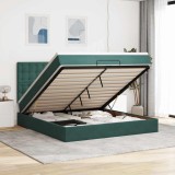 VidaXL Cadru de pat otoman cu saltele, catifea verde &icirc;nchis 180x200cm 3314483