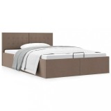 Cumpara ieftin Cadru de pat hidraulic cu ladă, gri taupe, 140 x 200 cm, textil