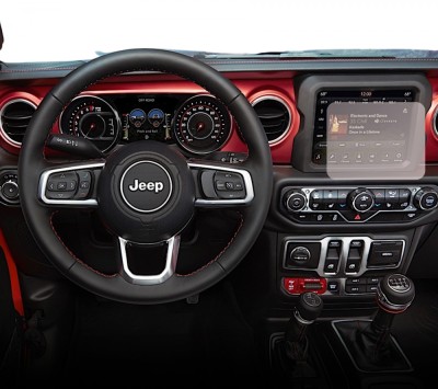 Folie Protectie Navigatie Jeep Wrangler Rubicon 2018+, Duragon, protectie Display Navigatie, silicon Transparent, Anti-zgarieturi, kit instalare foto