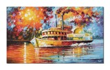 Cumpara ieftin Talou pictat manual, Vapor cu abur pe Mississippi, 100x60cm ulei pe panza in cutit efect 3D