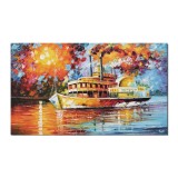 Talou pictat manual, Vapor cu abur pe Mississippi, 100x60cm ulei pe panza in cutit efect 3D