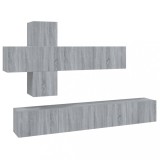 Cumpara ieftin Set comode TV, 7 piese, gri sonoma, lemn compozit