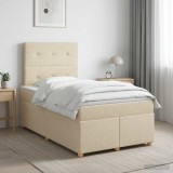 Cumpara ieftin Pat boxspring cu saltea Crem 120 x 190 cm Tesatura