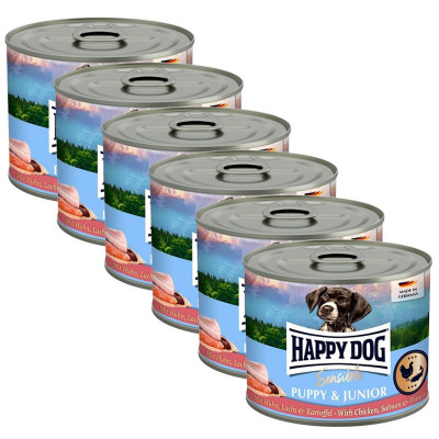 Happy Dog Sensible Puppy &amp;amp;amp; Junior 6 x 200 g / pui și somon foto