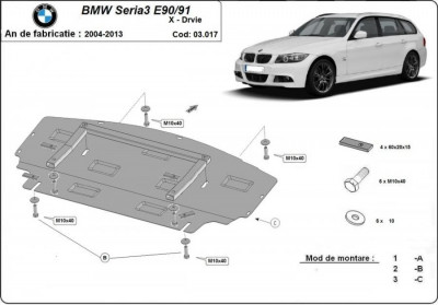 Scut metalic radiator si bara fata Bmw Seria 3 E90/E91 X-Drive 2004-2013 foto