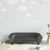 Canapea Copii vidaXL Gri &Icirc;nchis Catifea 70x45x26 cm - Mini Sofa Moale și Confortabilă, Cadru Lemn, +3 Ani