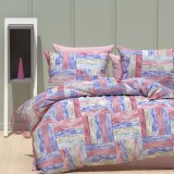 Lenjerie pat dublu,bumbac ranforce,4 piese,multicolora cu dungi,RNFN165-A723
