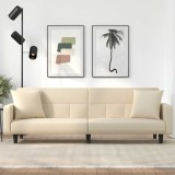 Canapea Extensibila vidaXL Crem Material Textil 220x89x70 cm cu Perne