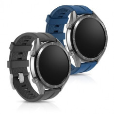 Set 2 Curele pentru Huawei Watch GT (46mm), Kwmobile, Silicon, Albastru/Gri, 49589.01