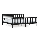Cumpara ieftin Cadru de pat, negru, 200x200 cm, lemn masiv