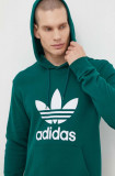 Adidas Originals hanorac de bumbac Adicolor Classics Trefoil bărbați, culoarea verde, cu glugă, cu imprimeu IM9407