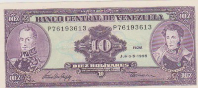 10 BOLIVAR 5 IUNIE 1995 VENEZUELA /UNC foto