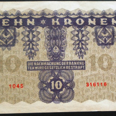 Bancnota istorica 10 COROANE - AUSTRO-UNGARIA (AUSTRIA), anul 1922 * cod 630 A