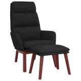 Cumpara ieftin Scaun de relaxare cu taburet, negru, textil